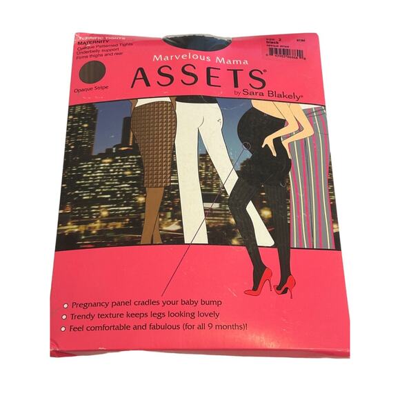 Assets by Sara Blakely Maternity Textured Mama Stripe Tights Womens Size 2 Black - Picture 1 of 5